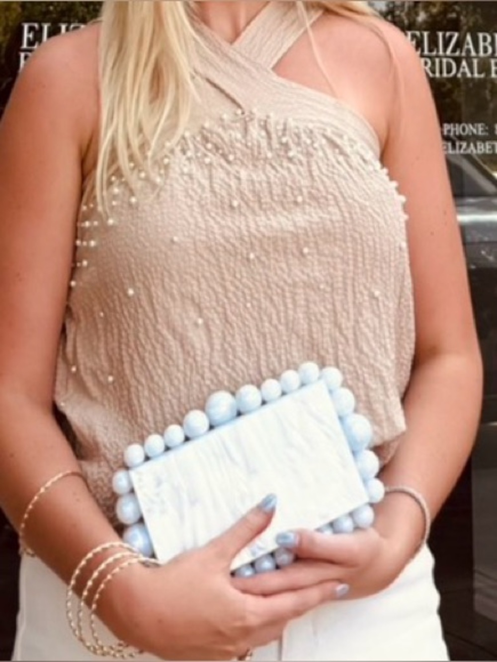 Versona pearl halter neck